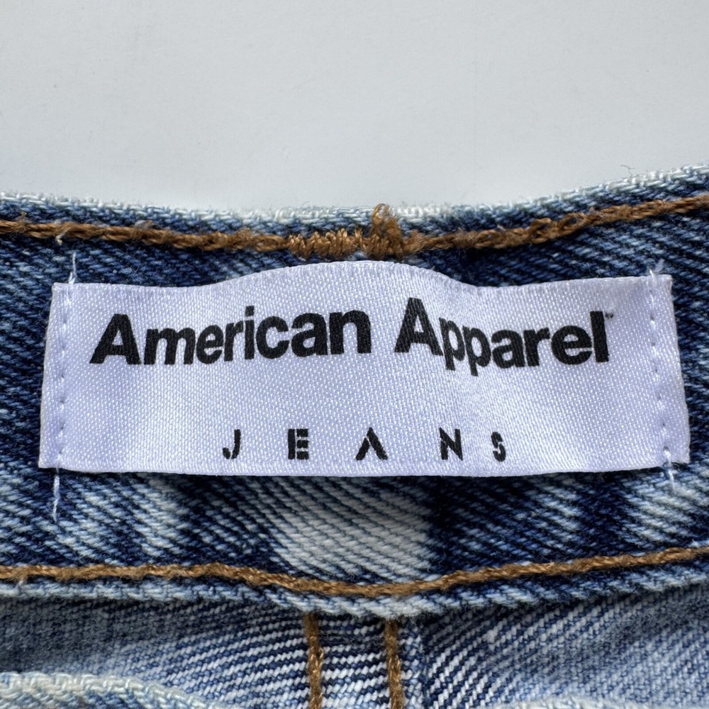 AMERICAN APPAREL Dark Indigo Acid Wash Jeans 30x25 Made in USA Straight Raw Cuff - Picture 3 of 14